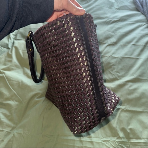 Banana Republic Tangiers Woven Leather Large Tote Bag Brown Bronze - Picture 5 of 10